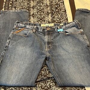 Ariat Men's Slim Straight Jeans - Classic Blue with Tan Details